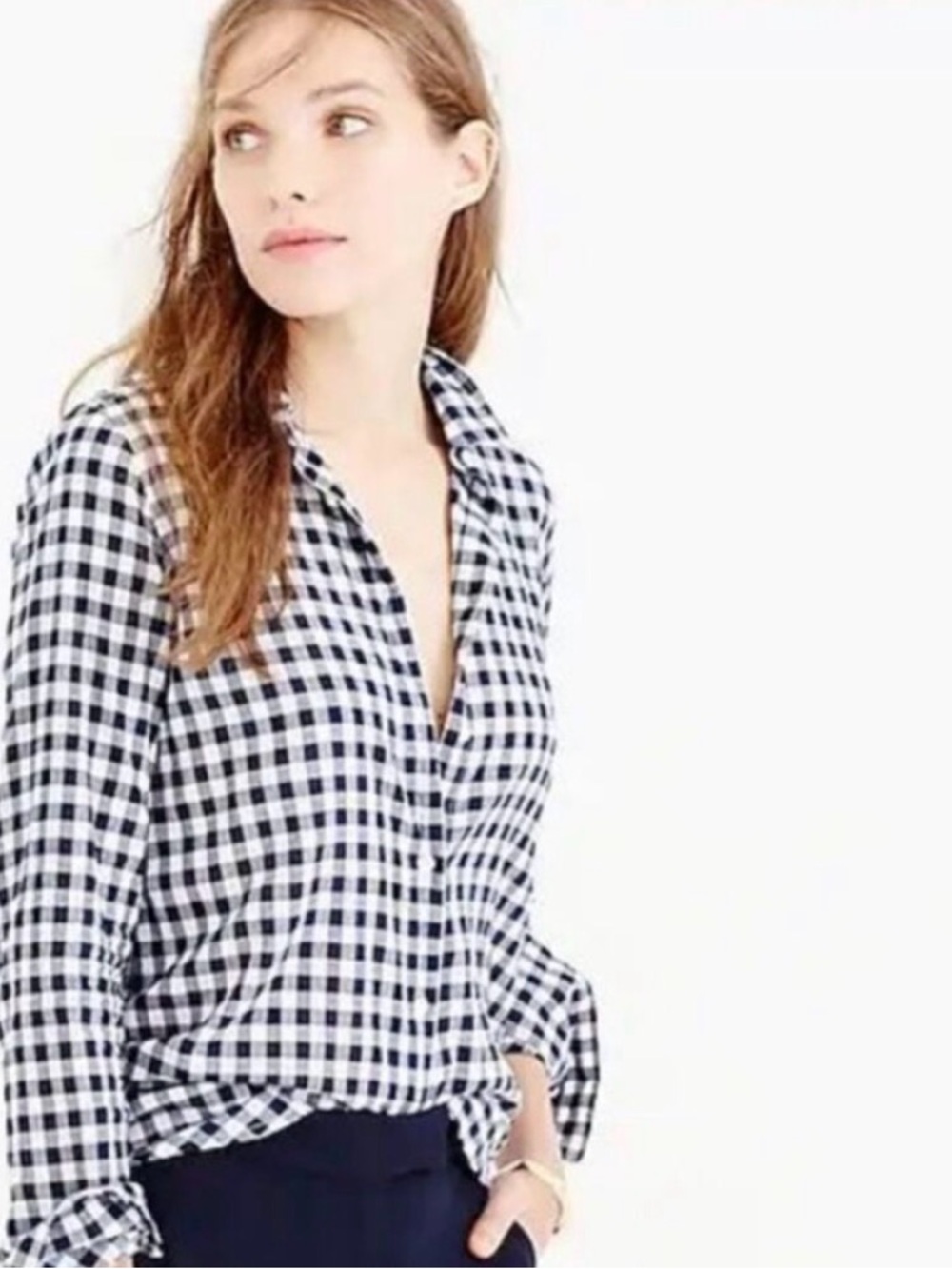 J. Crew Sz 10 Boy Navy Gingham Button Down Shirt - Picture 1 of 15